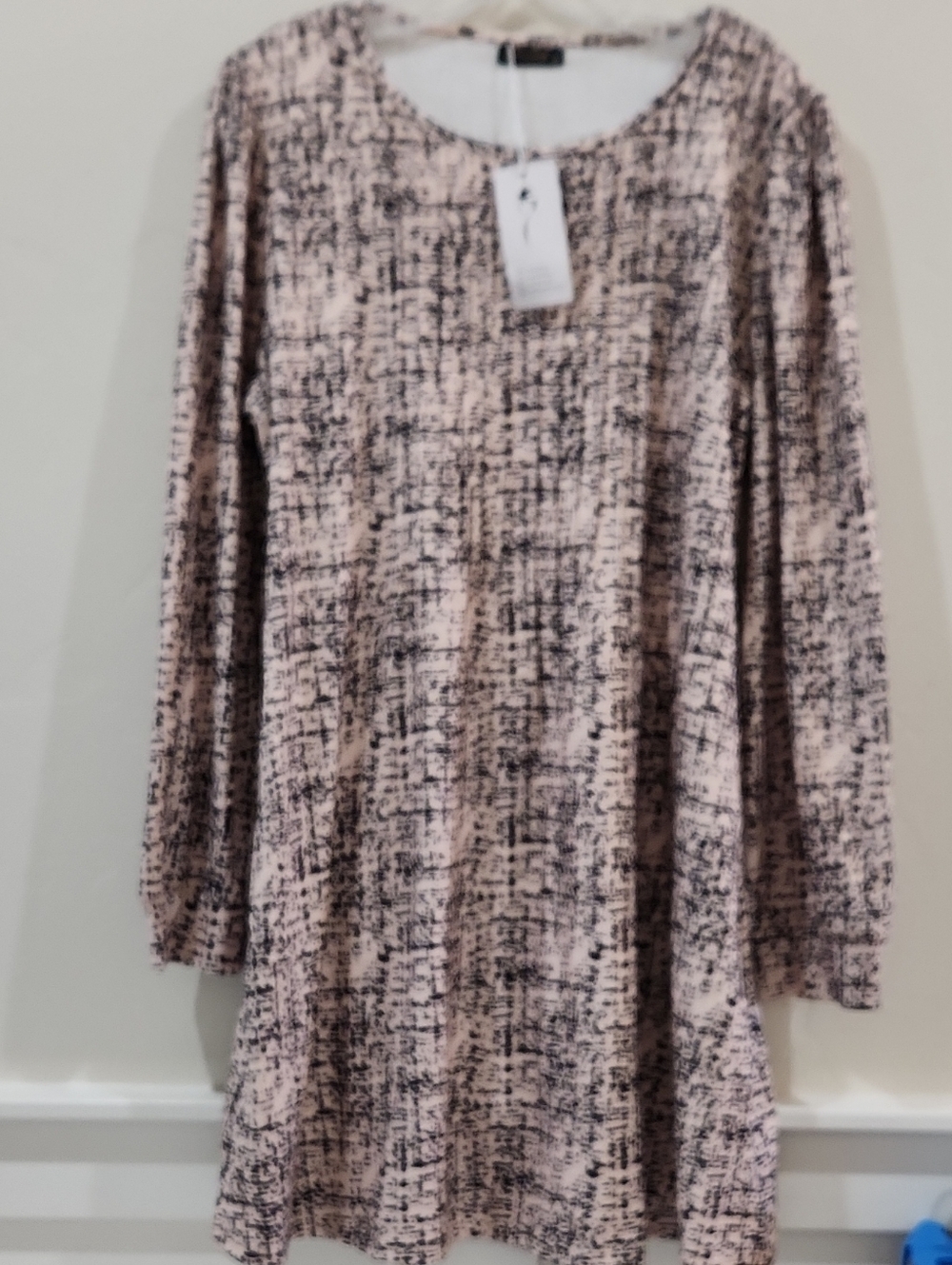 Ofeefan Women’s Pink Patterned Long Sleeve A-Line Dress